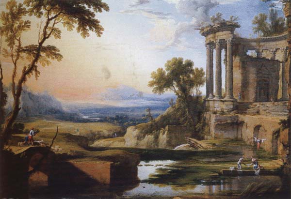 Landscape with a Colonnade,Washerwomen and Shepherds